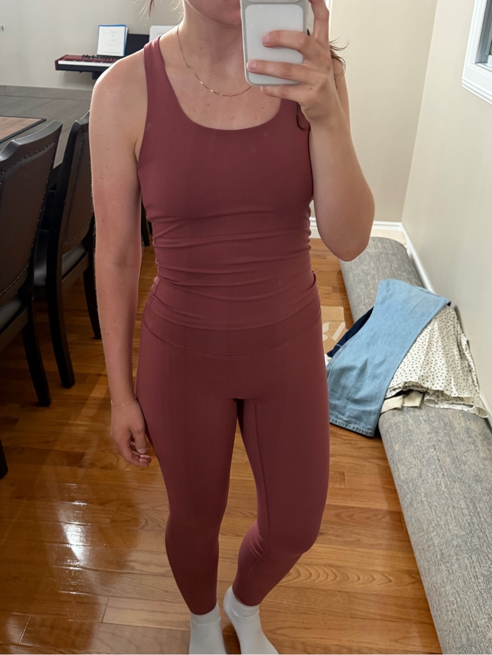 H&M Seamless Mauve Dark Pink Tank and Legging Set - Women's Active - H&M Move